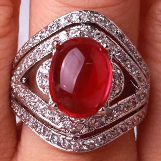 400c12 HOT LATEST Victorian DESIGN Ruby & White topaz Gems Silver Ring 