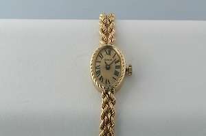 Vintage Ladys Geneva 14K Estate YG Wrist Watch 17 Jewel Double Rope 