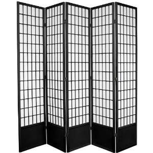 6½ ft. Tall Window Pane Shoji Screen  Black   5_panel:  
