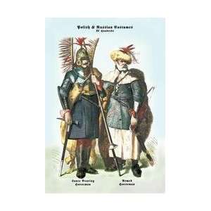 Polish and Russian Costumes Lance Bearing and Armed Horsemen 24x36 