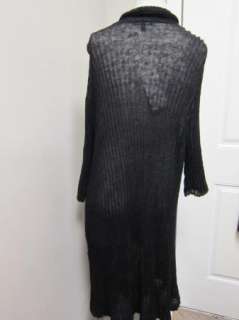 Eileen Fisher Washed Mohair Pleat Long Cardigan Black NWT  