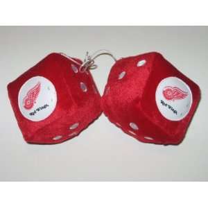  DETROIT RED WINGS Team Logo Pair of FUZZY DICE Sports 