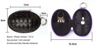 1Pcs Fashion Tough Unisex Punk Grenade Shape coin wallet key purse 