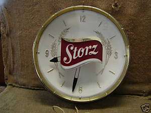 Antique Storz Beer Lighted Clock  Vintage Light Sign  
