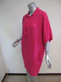 Balenciaga Silk Hot Pink Oversized Short Slv Dress 42  