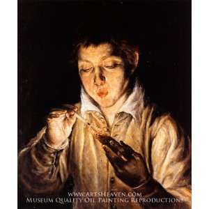 A Boy blowing on an Ember to light a Candle (Soplon)