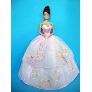   Lace Strapless Evening Gown Made to Fit the Barbie Doll: Toys & Games