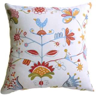 EA68 Aqua Orange Red Oliver Flower Linen Cushion/Pillow/Throw Cover 
