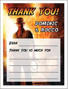 Set of 10 Indiana Jones Personalized Thank You Cards  