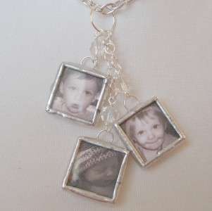 Custom keepsake multi photo glass charm dangle necklace  