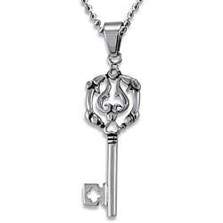 Stainless Steel Polished Gothic Key Necklace  Overstock