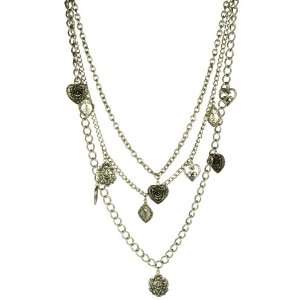  Three Row Base Metal Cast Medallions and Chain Necklace 