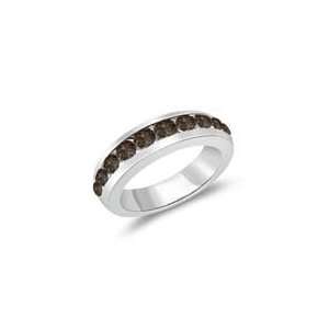  1.09 Cts Brown Diamond Wedding Band in 14K White Gold 4.5 