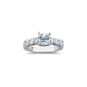  0.83 Cts Diamond & 1.08 Cts Aquamarine Ring in 18K White 