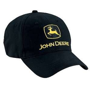  John Deere Basic Black Hat w/ Yellow Logo: Home & Kitchen