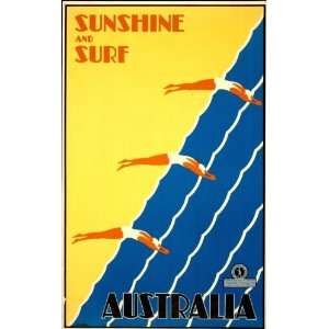  1930 Australia   sunshine and surf Travel Poster