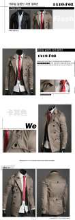 NEW Mens Korean Classic Double Breasted Short Slim Fit Trench Coat 