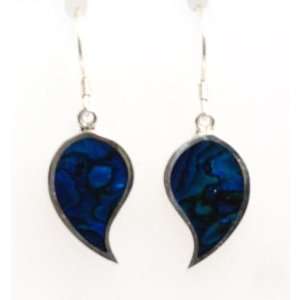  INFERNO Blue Leaf Shape Earrings Set In 925 Silver 