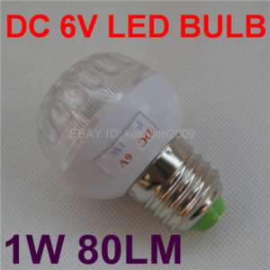 DC 6V 1W 15LEDs E27 80LM white led bulb lamp for 6v DC battery solar 