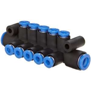 SMC KM11 04 08 10 PBT Push To Connect Tubing Manifold, 2 Inlets 8 mm 