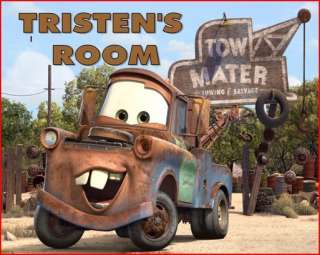 PERSONALIZED ROOM SIGN CARS TOW MATER LAMINATED DISNEY  