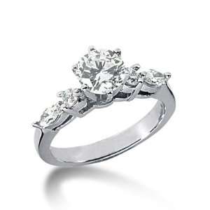  0.95 Ct Diamond Engagement Ring Round Pear Prong Accent 