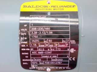 Baldor 1 HP 1750 RPM ELECTRIC MOTOR 3 PH 208/230 460  