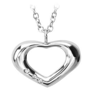   Heart Pendant with Three Small CZ Stones (Pendant Only) Inox Jewelry