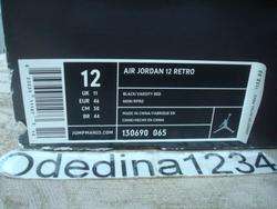   Air Jordan 12 Retro Size Sz 12 Black Varsity Red Flu Game XII  