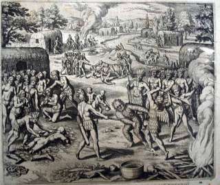 1593 (1631) Theodor De Bry CANNIBAL RITUALS Tupi Brazil  