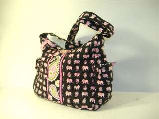 ENCHANTING! VERA BRADLEY Pink Elephant Cotton Quilted Hobo  