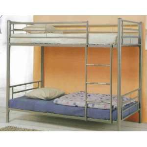 Contemporary Metal Silver Twin/full Bunk Bed 