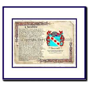  Chesshire Coat of Arms/ Family History Wood Framed