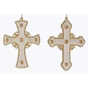   Pack of 24 Christmas Morning Gold and Silver Glitter Cross Ornaments