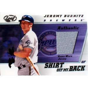  Jeromy Burnitz 2002 Leaf Shirt Off My Back Jersey Card 