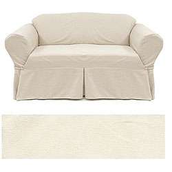 Solid Twill Ivory Sofa Slipcover  