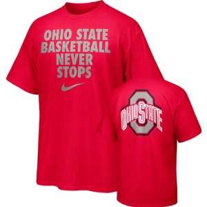 Ohio State Buckeyes Red Nike Basketball Never Stops T Shirt:  