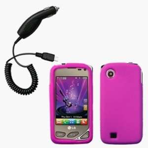 Hot Pink Silicone Case / Skin / Cover & Car Charger for LG Chocolate 