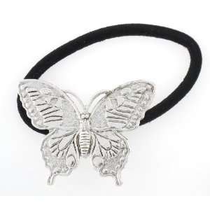  Silver Monarch Butterfly Handcrafted PonyTail Holder 