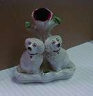 STAFFORDSHIRE PAIR OF POODLES AND FLOWER VASE CIRCA 1900