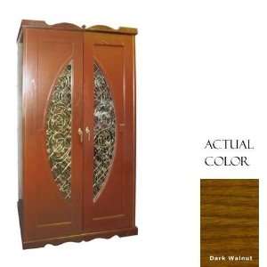   Window Wine Cellar With Cornice   Glass Doors / Dark Walnut Cabinet