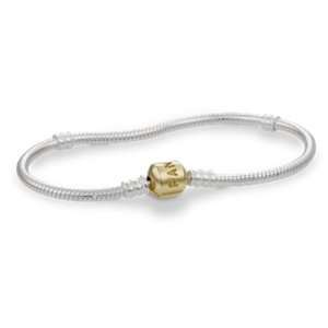  Pandora Sterling Bracelet 7.5 with 14 Karat Gold Bead 
