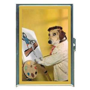 DOG WITH EASEL PAINTER ARTIST ID CREDIT CARD WALLET CIGARETTE CASE 