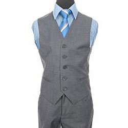 Ferrecci Boys Solid Grey Two button Three piece Suit  Overstock