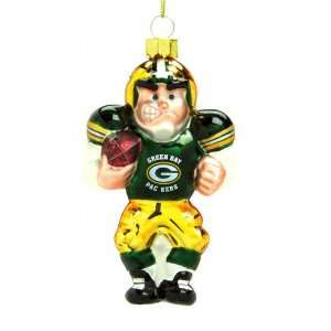  Green Bay Packers 4 Blown Glass Football Player Ornament 