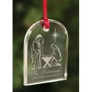 Personalized Nativity Crystal Ornament 