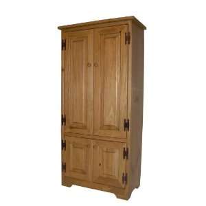    Weathered Honey Finish Solid Pine Wood Tall Cabinet