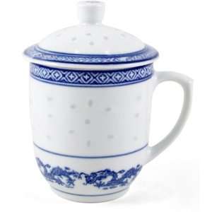 Blue Dragon Covered Porcelain Tea Mug 