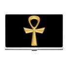 Carsons Collectibles Business Card Holder of Egyptian Gold Ankh with 