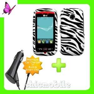   Charger + ZEBRA Hard Case Cover for NET 10 Tracfone LG505C LG 505C 505